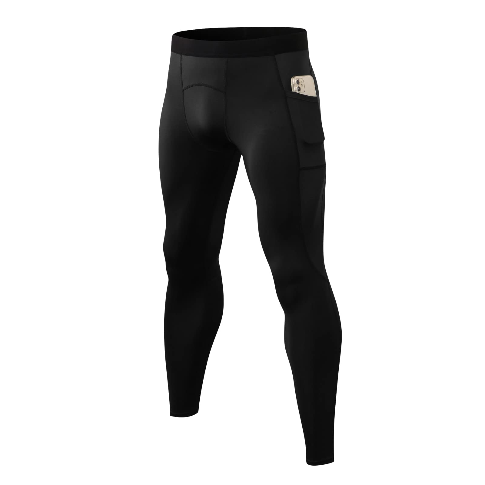 aixing Men Sports Pants Elastic Waist Side Pockets -Wicking Stretchy Tights Running Weightlifting Athletic Leggings-picture-43
