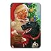 Christmas Holiday Santa and Black Lab Labrador Dog Home Business Office Sign