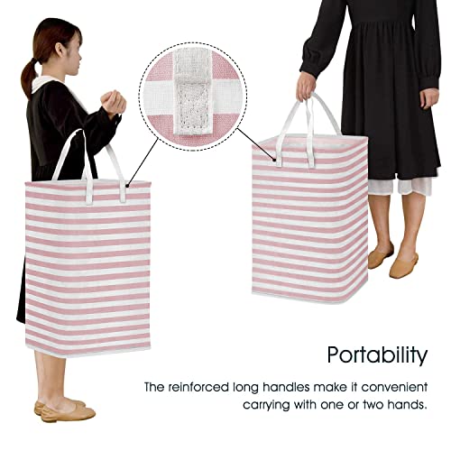 Wiselife Laundry Hamper, 75L Large Collapsible Tall Laundry Basket With Handles, Water Resistant Freestanding Clothes Hamper, Storage Basket, Storage Bags For Clothes Toys, 24.4" (H),Pink #TOP2