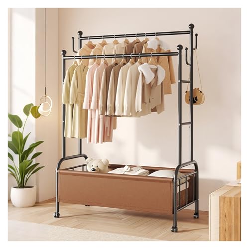 ZzERTE Burro Ropa Con Ruedas, Portátil Perchero, Perchero Colgador De Ropa, Doble, Vestidor, Con Soporte Para Zapatos, Para Entrada Pasillo(Black,80cm/31.5in)