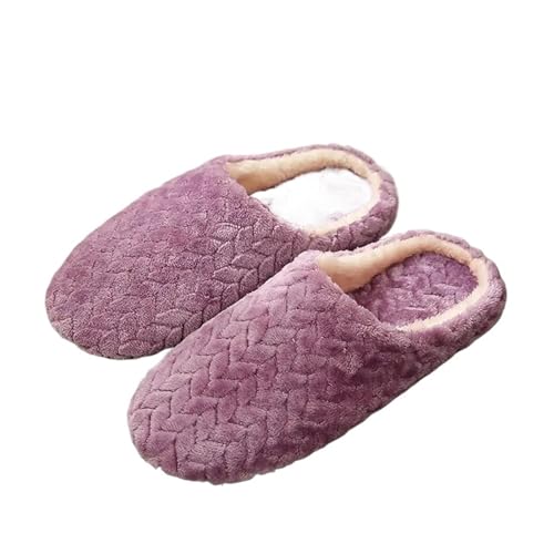 ユニセックス ふわふわ ホームスリッパ 柔らかく軽量 滑り止め 快適な室内用スライド 秋冬用(PURPLE,45 EU)