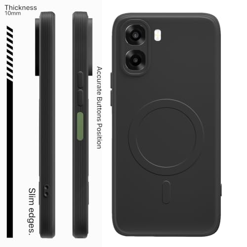 Image of Outlouders Back Cover for Oppo A6X 5G Soft Matte Silicone Cover with Slim Fit | Mag-Safe Logo (Not Mag-Safe Compatible) | Shockproof | Camera Protection Bumper Case (Black)