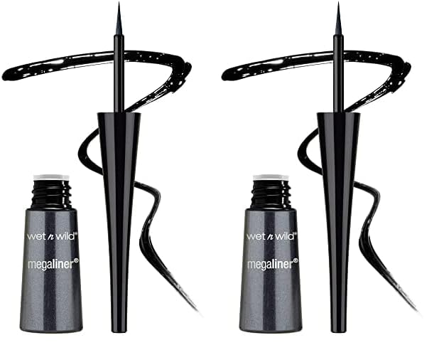 wet n wild Megaliner - Delineador líquido 871a Negro, 0.12 onzas 146781 (paquete de 2)