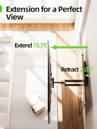 Image of USX Mount TV Wall Mount for Most 26-60 Inch TVs up to 77 lbs, Full Motion Wall Mount TV Bracket with Swivel Tilt Single Stud Design for Corner, Max VESA 400x400mm fit Most 32 40 42 43 50 55 60 TVs