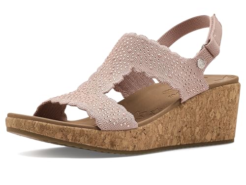 Skechers Women's ARCH FIT BEVERLEE 2.0 - MY FAV, Embellished knit with adjustable slingback, Rose, 8.5M