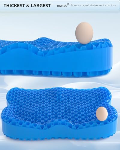 Enlarged 19.7" Gel Seat Cushion, Egg Gel Chair Pads for Wheelchair Pressure Coccyx Sciatica Pain Relief, Cooling Desk Seat Cushion for Kayak, Car, Office Chair Long Sitting[Blue]