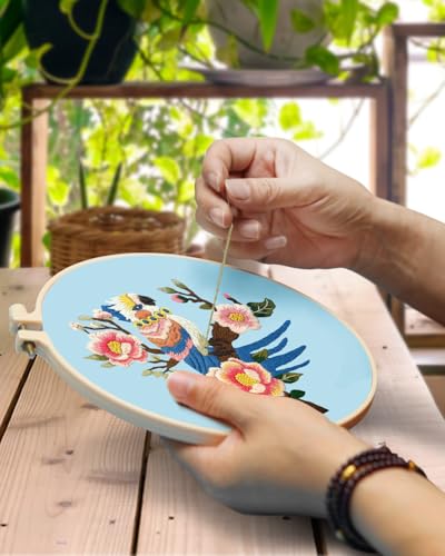 Image of TINDTOP Embroidery Kit for Adult, Parrot Embroidery Stitch Practice kit | Include Embroidery Cloth Hoops Threads for Craft Lover Hand Stitch