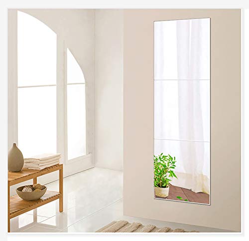 Beauty4U Tall Gym Mirror Tiles, 16â€ x 3 Pieces Full-Length Wall Mirror Set Frameless HD Image Vanity Mirror for Living Room Bedroom Home DÃ©cor