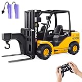 KIDDITOY 9-Channel Remote Control Forklift Truck – 1:18 Scale Construction Toy, Realistic Lights & Sounds, High-Grip Rubber Tires, Lift & Transport Action, 100-Minute, for Kids & Adults Birthdays