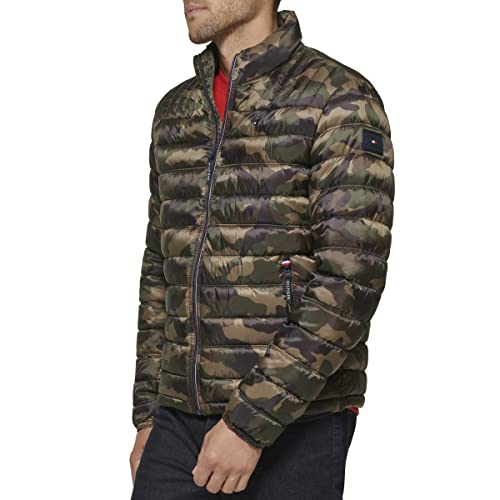 Image of Tommy Hilfiger Mens Embroidered Logo Puffer Jacket