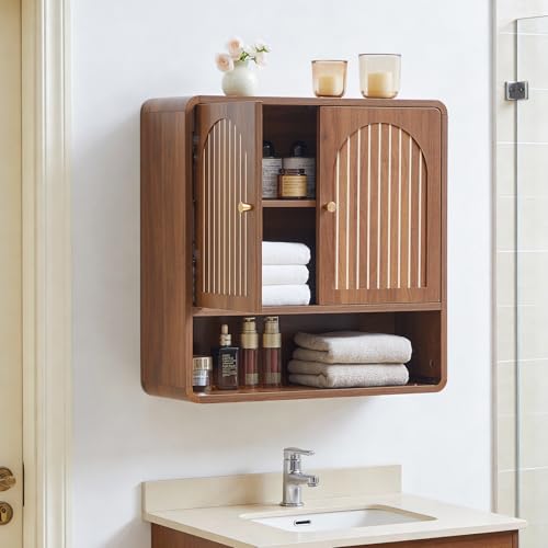 SUJOUCRAFT Wall Mounted Storage Cabinet for Bathroom, Mid-Century Wood Medicine
