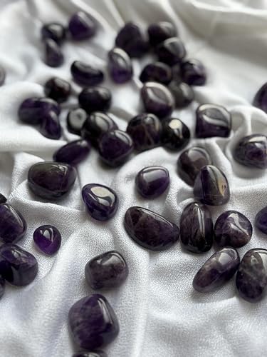 Image of Tumbled Stones, Natural Crystal Healing Stones, Home Office Decor, Aquarium Decorative Pebbles, Vase Fillers (Amethyst, 50)