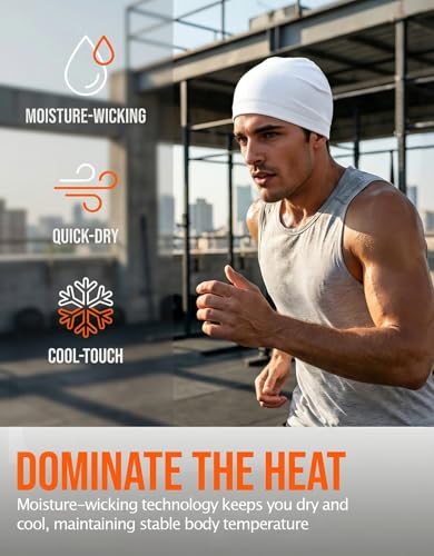 Image of Sweat Wicking Skull Caps Cooling Helmet Liner Hat Running Beanie Cycling Skullcap Sleeping Cap for Men Women