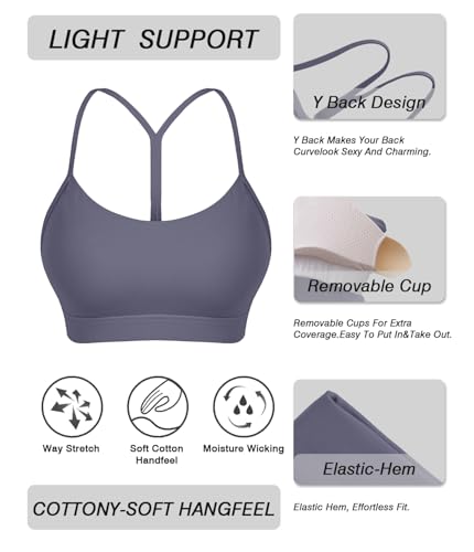 Image of Sports Bra for Women Low Impact Racerback Workout Bras Sexy Thin Straps Yoga Sport Bras with Removable Pads