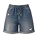 Women Jean Shorts,Jean Shorts for Women Elastic Waist Drawstring Distressed Ripped Denim Summer Hot Short Casual Fashion Stretchy Jorts