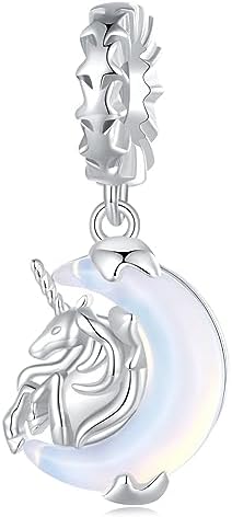 Moon Unicorn Charms 925 Sterling Silver Pendant Bead fits Pandora...