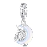 Charm a forma di unicorno lunare, in argento Sterling 925, compatibile con braccialetti Pandora da donna