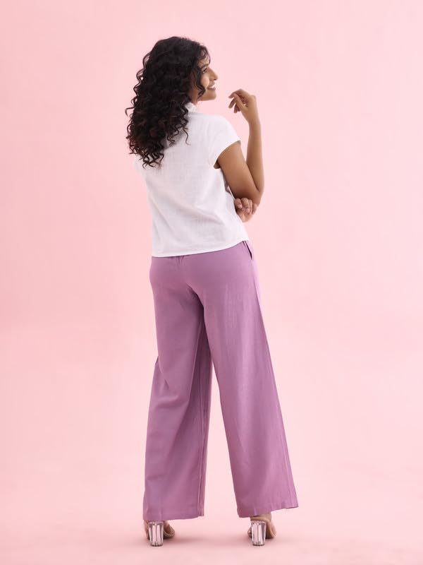 Image of GO COLORS Soft Viscose & Linen Blend Linen Palazzo Full Length for Women| Breathable, Mid Rise