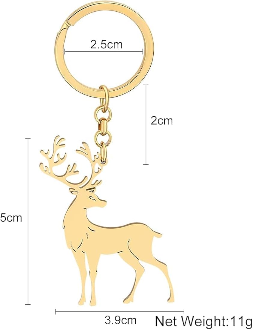 SIlver Valley Elegant Deer Keychain, Gold-Toned Metal, Antler