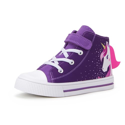 Unisex Trainers Easy Fasten Girls Casual Sneakers Kids High Top Canvas Sports Shoes Size 8