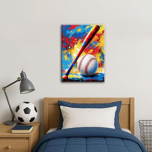 Image of Frimeeme Graffiti Baseball Canvas Wall Art,12 inchX16 inch Framed