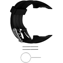 Compatible for Garmin Forerunner 10/Forerunner 15,Soft Silicone Wristband Replacement Strap for Garmin Forerunner 10/15 Watch Women Men Large Size 0.98"x0.94", Black