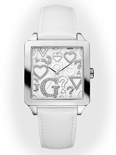 Guess Women's U85115L1 White Leather Quartz Watch with Silver Dial