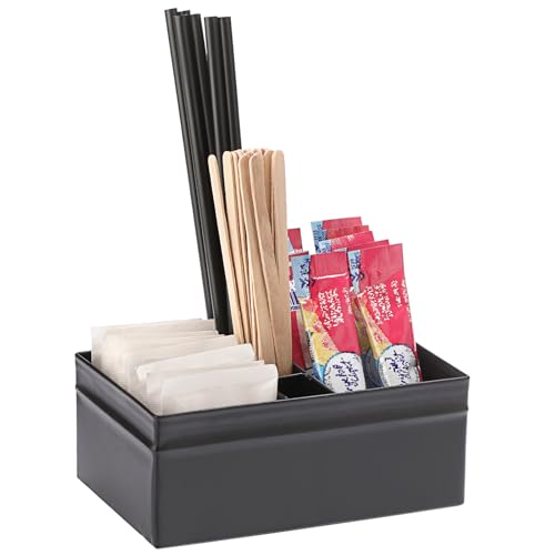 IGNPION Boîte à sachets de sucre, édulcorant pour sachets de thé matal, support pour touillettes Noir