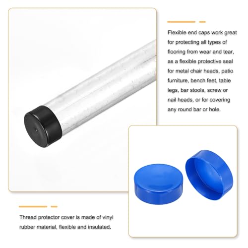 Image of uxcell 2pcs Rubber End Caps 190mm(7 1 /2 Inch) ID x 80mm(3 1 /8 Inch) H Vinyl Round Tube Bolt Cap Cover Screw Thread Protectors Blue