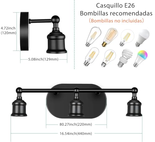 Recopilación de Lámparas para el espejo del cuarto de baño los 5 más buscados. 6 Imagen adicional