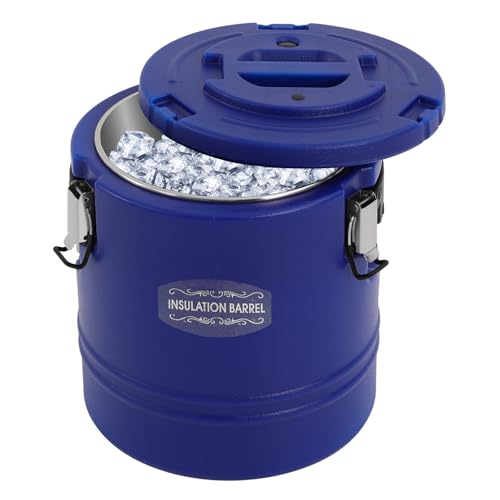 15.9QT Portable Insulated Soup Container,15L Commercial Insulated Bucket Carrier,Food Cooler Soup Carrier with Lids,Stainless Steel Beverage Cooling Barrel for Restaurant 6H Insulation Time (Blue)