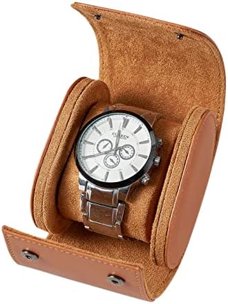 Mr.Okay Single Watch Travel Case -Premium Leather Watch Case For Men With Perfect Texture.(Watch Carrying Case Or Organizer For Storage And Display). Watch Roll Travel Case Handcrafted by Craftsmen.