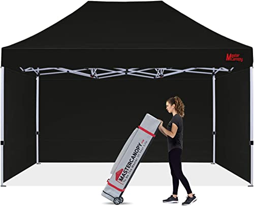 MasterCanopy Heavy Duty Pop-up Gazebo tent with Sidewalls (3x4.5M, Black)
