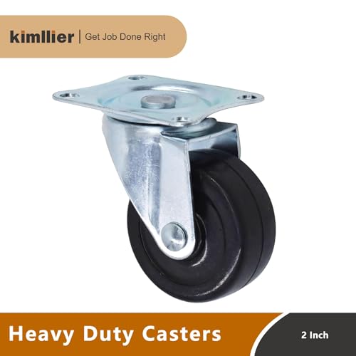 kimllier 24Pcs 2 Inch Heavy Duty Polyvinyl Chloride Swivel Caster Plate Casters Without Brake Wheels Black