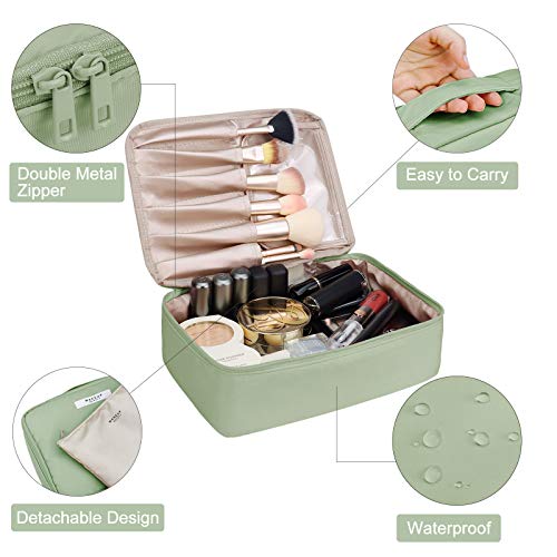 Pocmimut Makeup Bag Cosmetic Bag for Women Cosmetic Travel, Large Toiletry Bag for Girls Brush Bags Reusable (Green) - Image 4