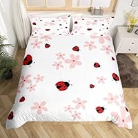 Marienkäfer Bettwäsche-Set Doppelbett – Rot-schwarz, Mikrofaser, Weich, Mit Kissenbezügen
