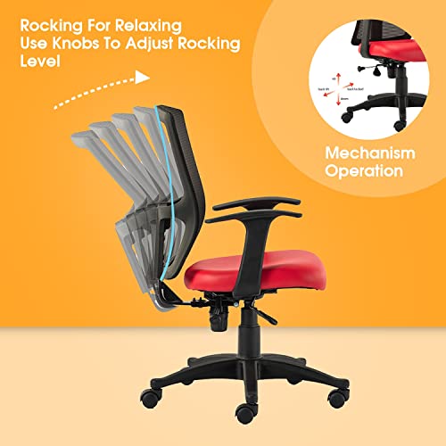 Image of Amazon Brand - Umi Desk Chair with Adjustable Height, Swivel Breathable Mesh Computer Study Chair - Red
