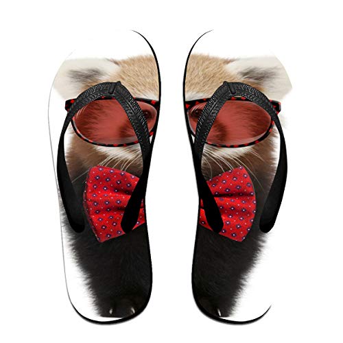 Flip Flops Panda Wearing Glasses Bow Tie Pattern Flip Flop Slippers, Beach Flip Flops,Sandals for Unisex/Women/Men/Kids