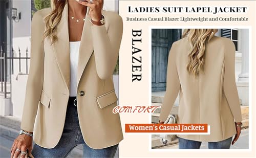 Women's Blazers &Suit Jackets, Long Sleeve Solid Color Cardigan Suit Jacket Women's Work Office Lapel Collar Jacket2