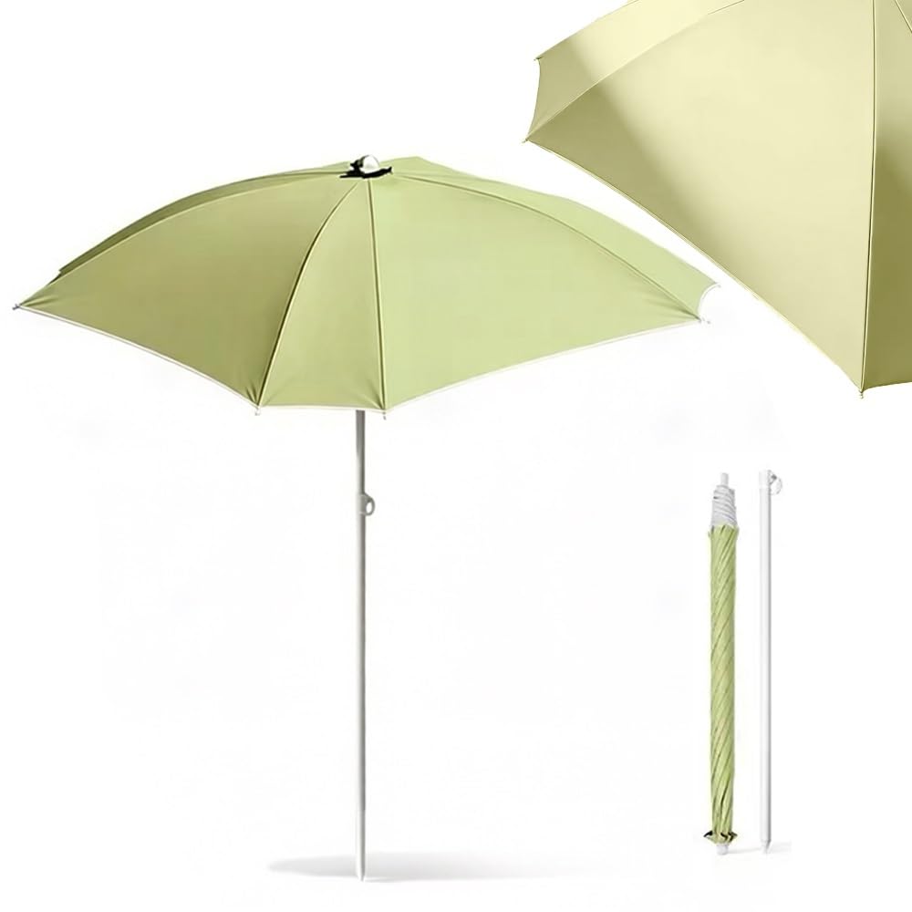 LARAKVEAKV Portable Umbrella For Outdoor Table, Lightweight Market Umbrella 6.5ft 7.2ft 7.8ft Beach Sun Umbrella Waterproof Parasol For Deck, Pool(Green,2.4m/7.8ft)