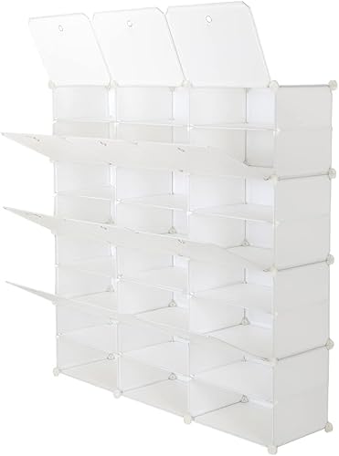 Miniatura 5 de Zapatero portátil de 8 niveles, organizador de almacenamiento independiente con 24 rejillas y estante de torre, gabinete de cubo expandible para
