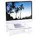 Price comparison product image RFIVER Monitor Stand Glass Transparent Desktop Clear Heigh Adjustable PC Laptop Computer Screen Riser 39x24x9.5cm