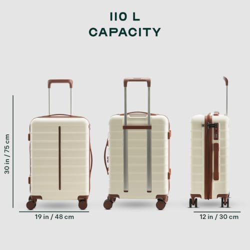 Image of Assembly Odyssey 28 Inch (75cm) Large Check-in Trolley Bag Hard Shell Polycarbonate Suitcase Lightweight with TSA Lock 8 Spinner Wheels White