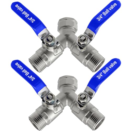 beduan Hose Splitter 2 Way Y Garden Water Ball Shut Off Valve 3/4 GHT 2PCS