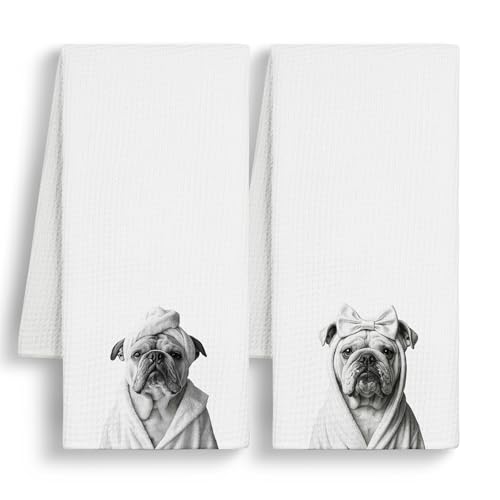 Bulldog Hand Towels Set of 2
