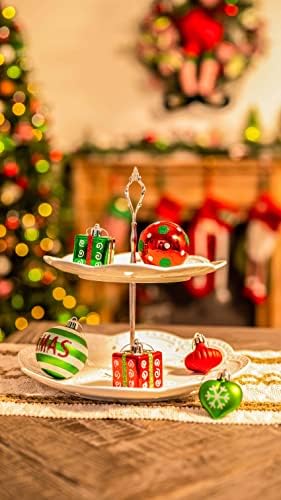 Valery Madelyn 70pcs 3-10cm Shatterproof Christmas Baubles,Delightful Elf Red Green and White Christmas Ball Ornaments with Tree Top for Christmas Tree Decorations