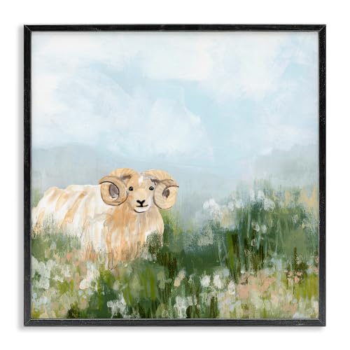 Traditional Country Goat Farmhouse, 17 x 17 Inch Framed Giclée Print