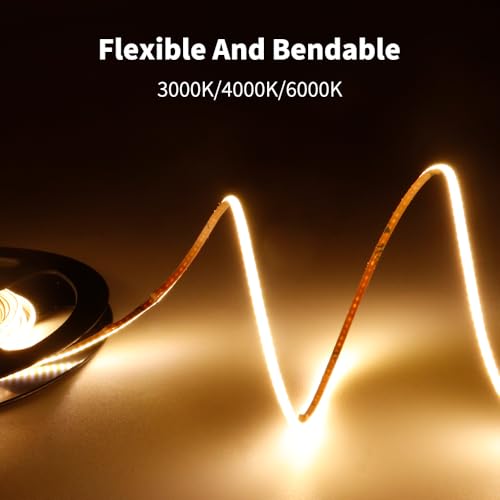 Tira de LED COB 2mm 5V 3000K Blanco Cálido 6.56FT miniatura 2