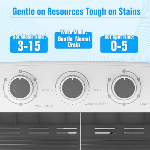 Image of Portable Washing Machine,18 lbs Capacity,Washer and Dryer Combo Machine for Homes & Apartments,Twin Tub Laundry Washer with Spin Cycle, GREY