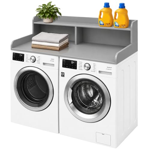 Image of Royxen Laundry Countertop with Storage Universal Fit, Washer and Dryer Countertop with Shelf, Laundry Room Storage, 2-Tier Shelf (Grey)